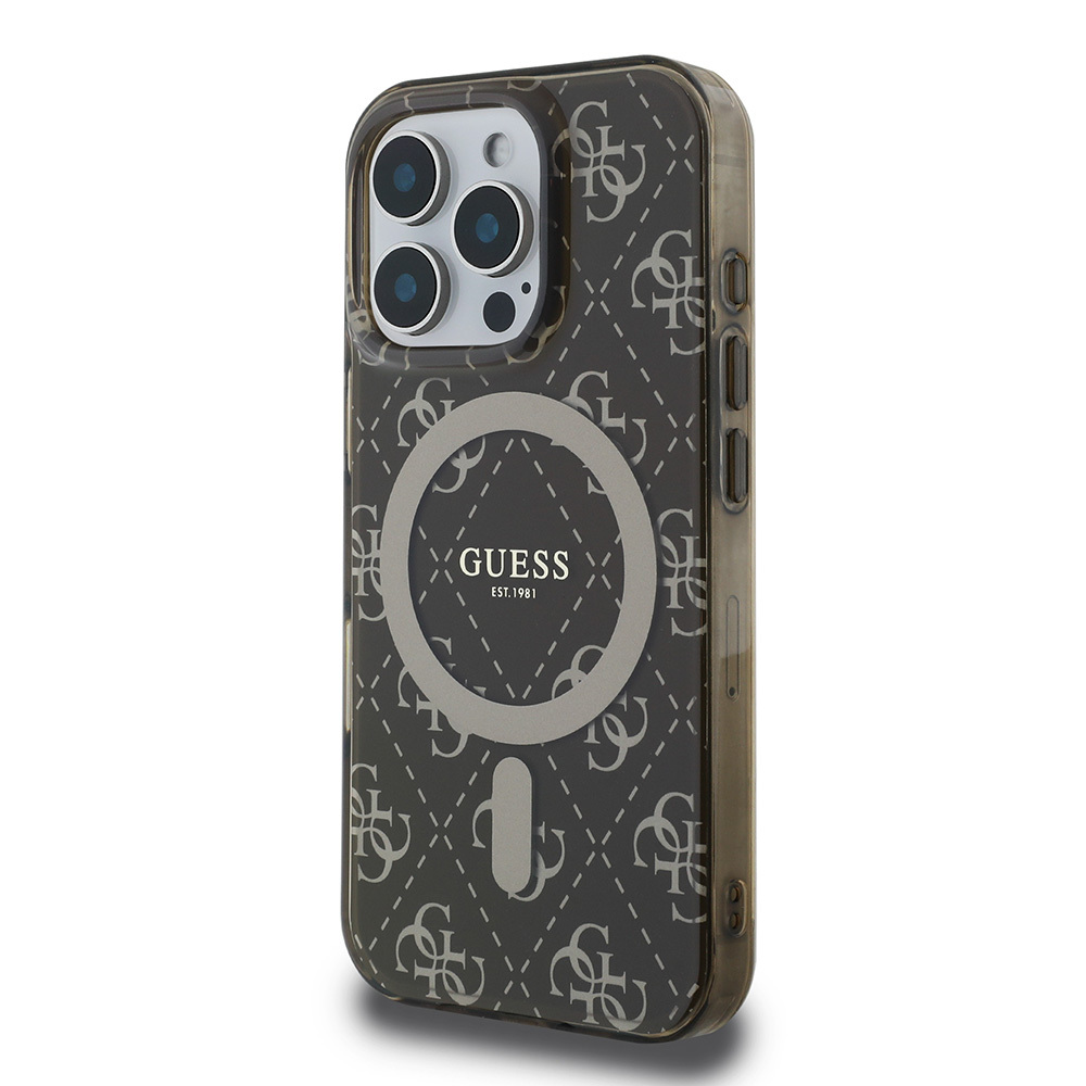 Apple iPhone 16 Pro Uyumlu Kılıf Guess Orjinal Lisanslı Magsafe Şarj Özellikli IML Baskılı Klasik Logolu 4G Desenli Kapak - 1