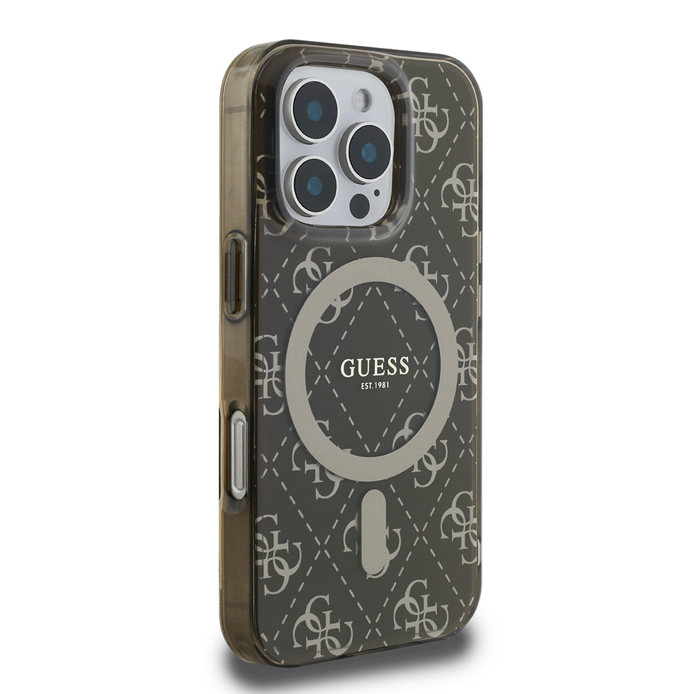 Apple iPhone 16 Pro Uyumlu Kılıf Guess Orjinal Lisanslı Magsafe Şarj Özellikli IML Baskılı Klasik Logolu 4G Desenli Kapak - 3
