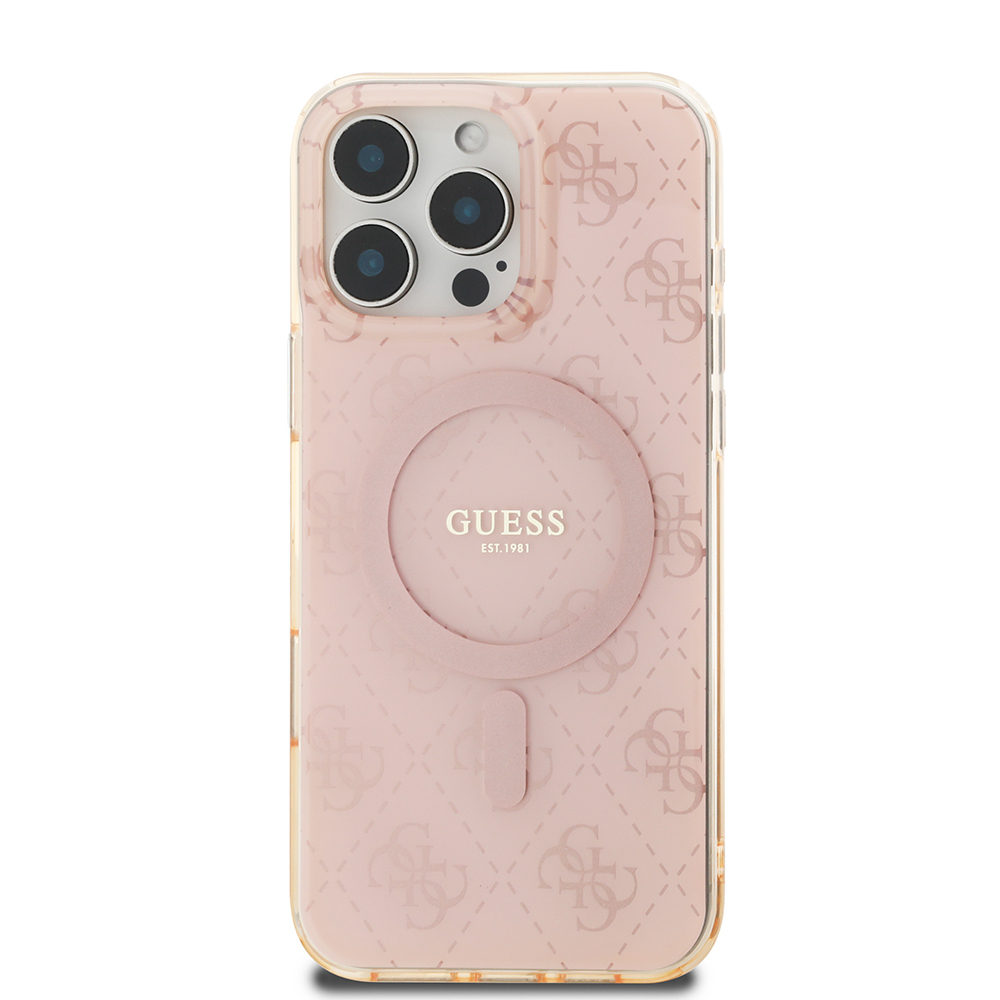 Apple iPhone 16 Pro Uyumlu Kılıf Guess Orjinal Lisanslı Magsafe Şarj Özellikli IML Baskılı Klasik Logolu 4G Desenli Kapak - 9