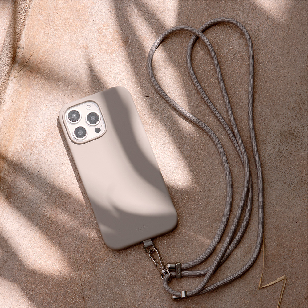 Apple iPhone 16 Pro Uyumlu Kılıf Magsafe Şarj Özellikli Soft Arka Yüzey Askı İpli Coehl Creme Kapak - 4