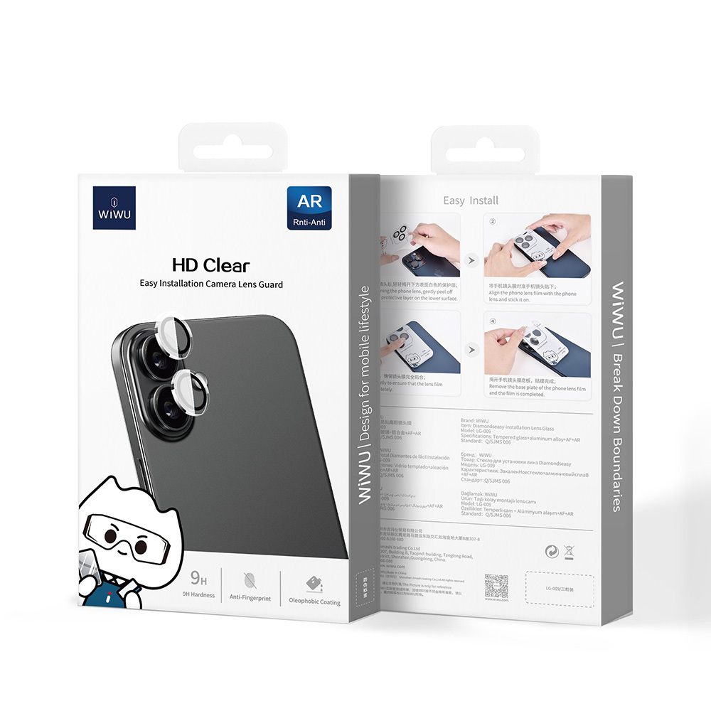 Apple iPhone 16 Uyumlu Wiwu LG-007 Lens Guard Kolay Oleofobik Anti Reflective Kamera Lens Koruyucu + Uygulama Aparatlı - 3