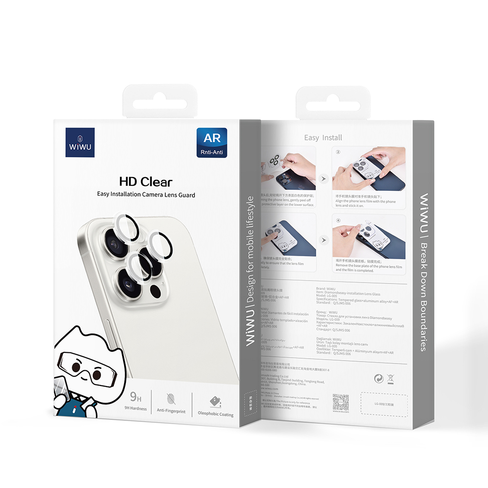 Apple iPhone 15 Pro Max Uyumlu Wiwu LG-007 Lens Guard Oleofobik Anti Reflective Kamera Lens Koruyucu + Kolay Uygulama Aparatlı - 2