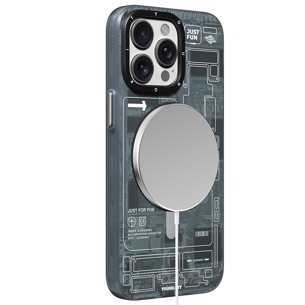 Apple iPhone 15 Pro Max Uyumlu Kılıf Magsafe Şarj Özellikli Youngkit 360° Standlı Technology Serisi Kapak - 2