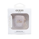 Apple Airpods Uyumlu Kılıf Guess Orjinal Lisanslı 4G Desenli Metal Script Logolu 4G Charm Sağdan Askılı PU Deri Kılıf - 2