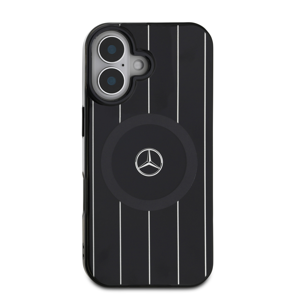 Apple iPhone 16 Uyumlu Kılıf Mercedes Benz Orjinal Lisanslı Magsafe Şarj Özellikli Çift Katmanlı Paralel Çizgi Desenli Kapak - 2