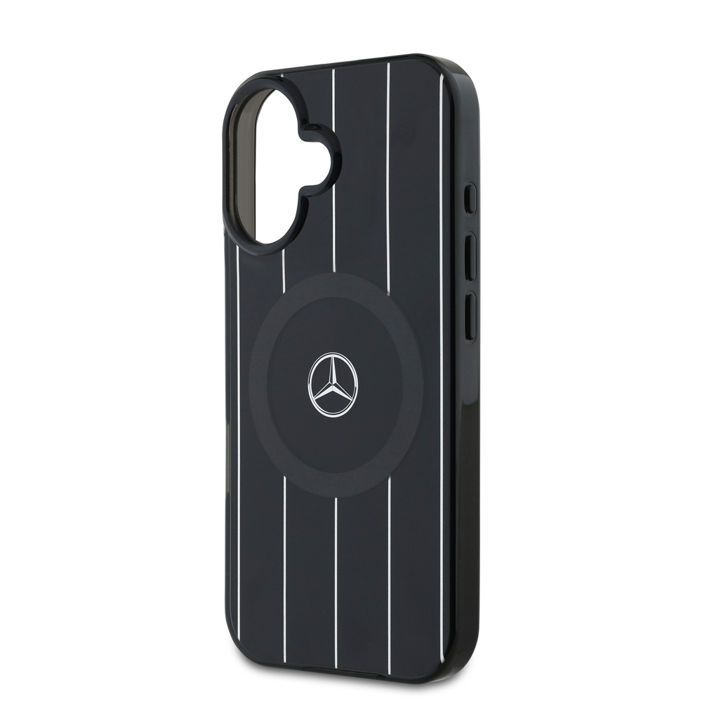 Apple iPhone 16 Uyumlu Kılıf Mercedes Benz Orjinal Lisanslı Magsafe Şarj Özellikli Çift Katmanlı Paralel Çizgi Desenli Kapak - 5