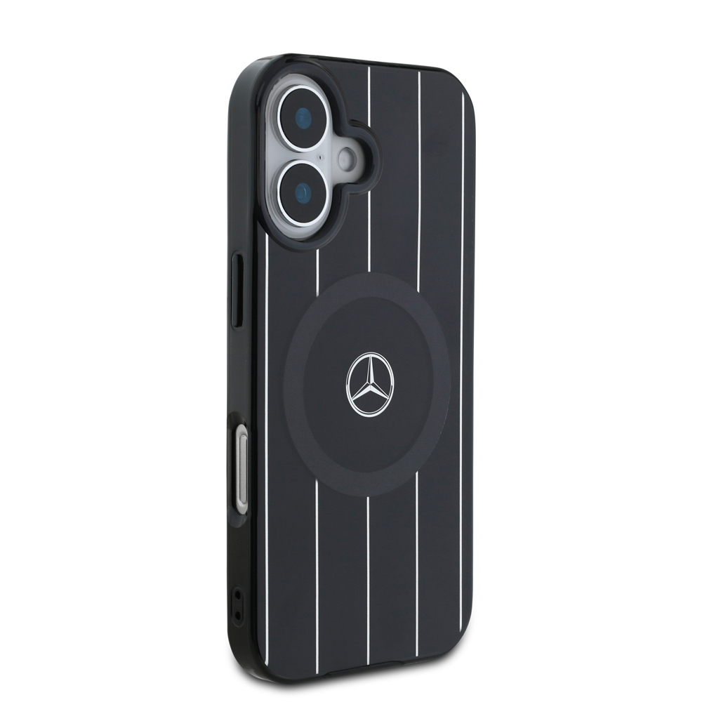 Apple iPhone 16 Plus Uyumlu Kılıf Mercedes Benz Orjinal Lisanslı Magsafe Şarj Özellikli Çift Katmanlı Paralel Çizgi Desenli Kapak - 3