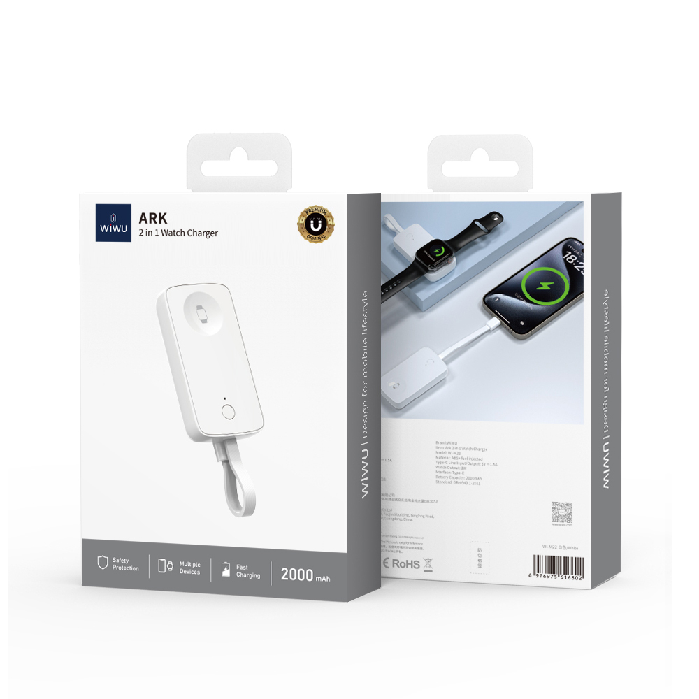 Wiwu Wi-M22 Ark Serisi 2in1 Akıllı Saat Mini Wireless Powerbank 2000mAh 2W - 16