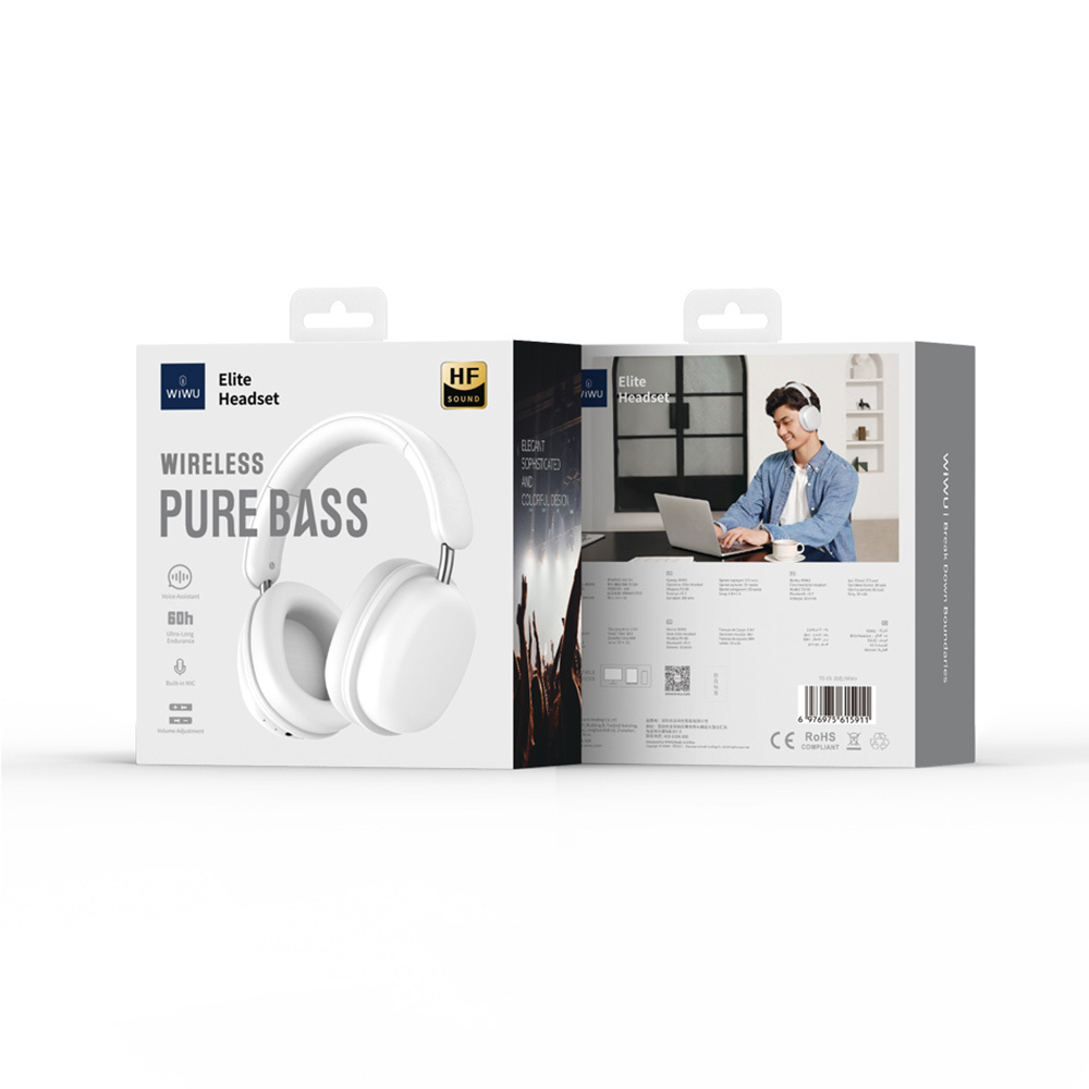 Wiwu TD-05 Elite Serisi Ayarlanabilir Katlanabilir Pure Bass Hi-Fi Kulak Üstü Bluetooth v5.3 Kulaklık - 5