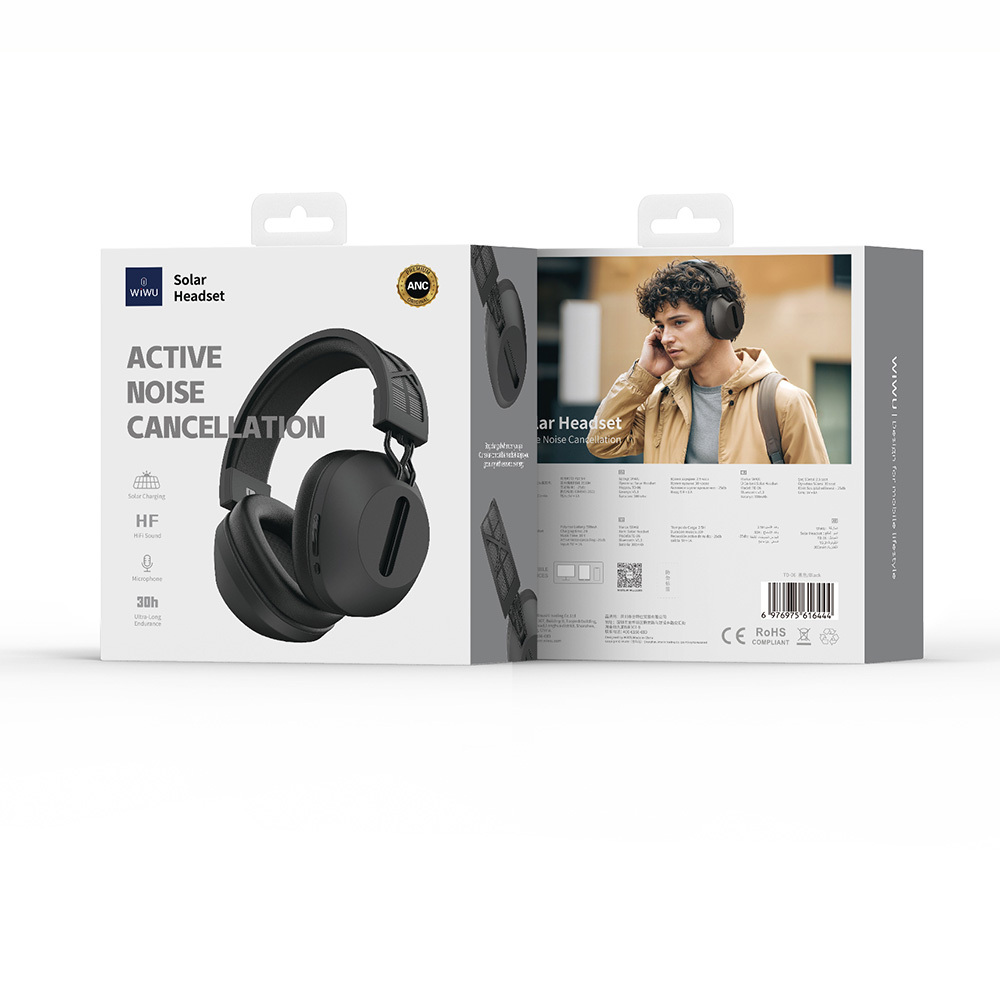 Wiwu TD-06 Solar Enerjili ANC Özellikli Ayarlanabilir Kulak Üstü Bluetooth v5.3 Kulaklık - 6