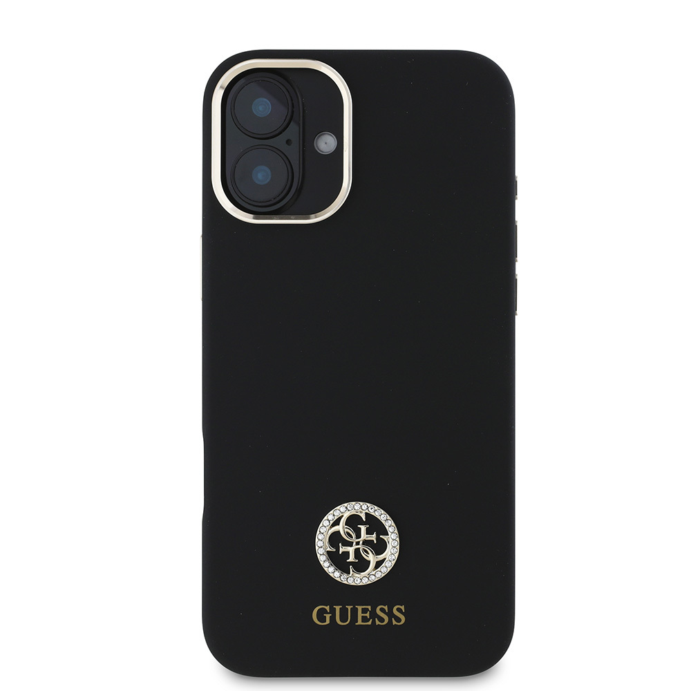 Apple iPhone 16 Plus Uyumlu Kılıf Guess Orjinal Lisanslı Yazı ve Taşlı 4G Logolu Metal Kamera Çerçeveli Silikon Kapak - 2