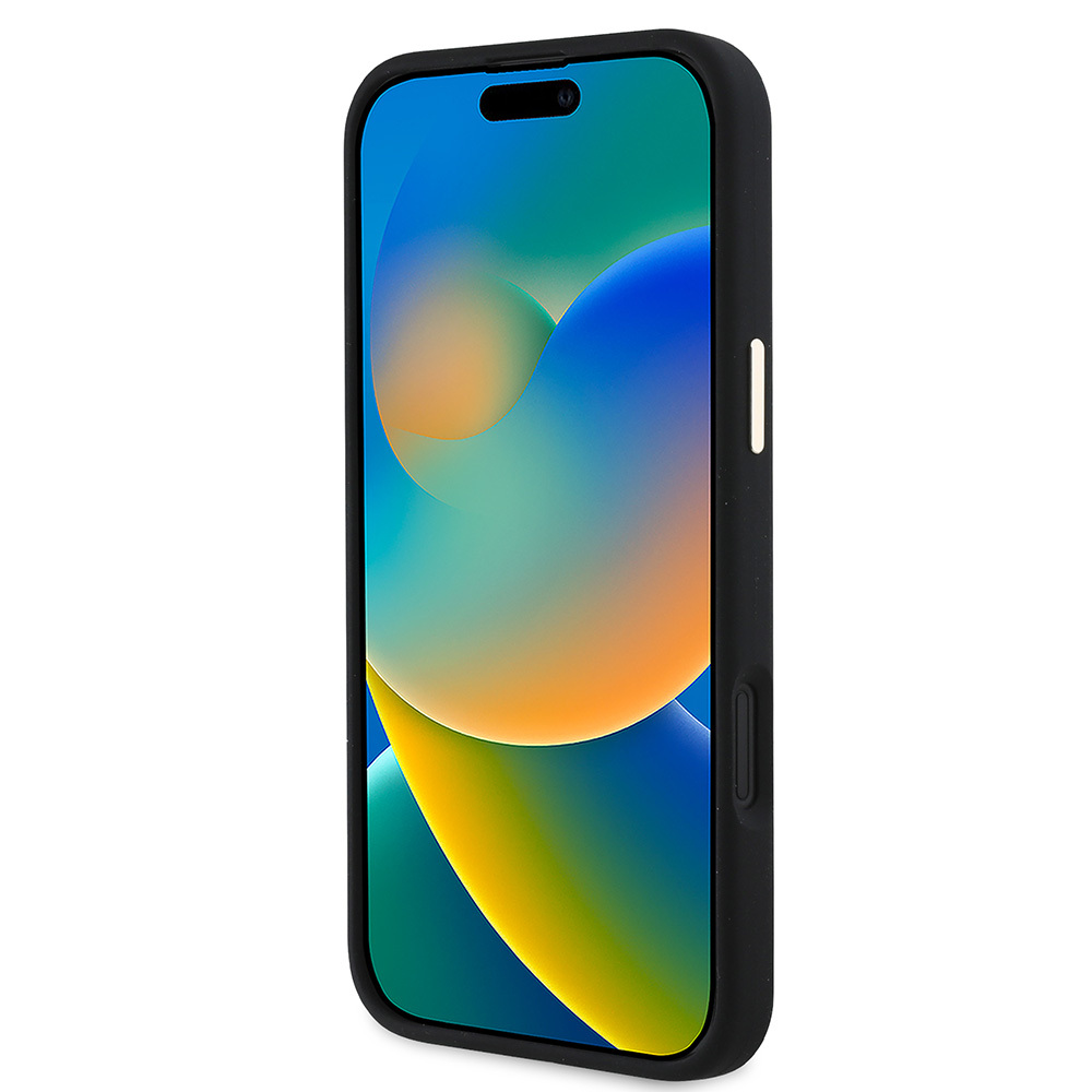Apple iPhone 16 Plus Uyumlu Kılıf Guess Orjinal Lisanslı Yazı ve Taşlı 4G Logolu Metal Kamera Çerçeveli Silikon Kapak - 4