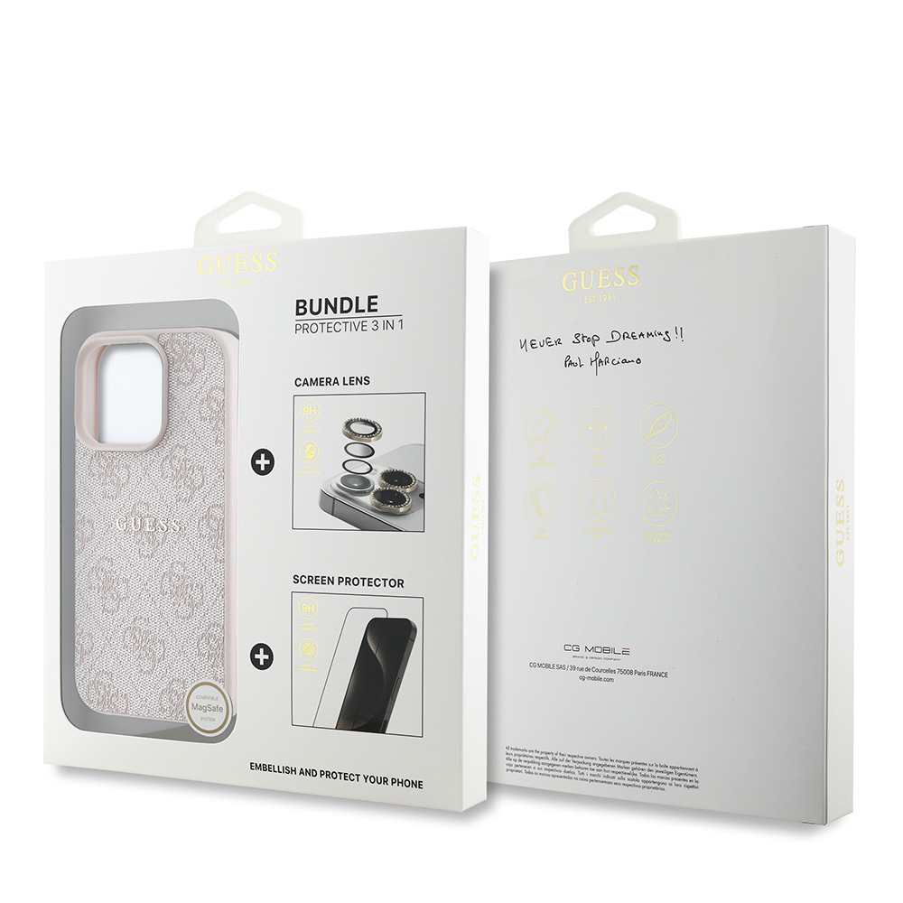 Apple iPhone 16 Pro Max Uyumlu Guess Orjinal Lisanslı Kılıf + Ekran Koruyucu + Lens Koruyucu 3in1 Aksesuar Seti - 21