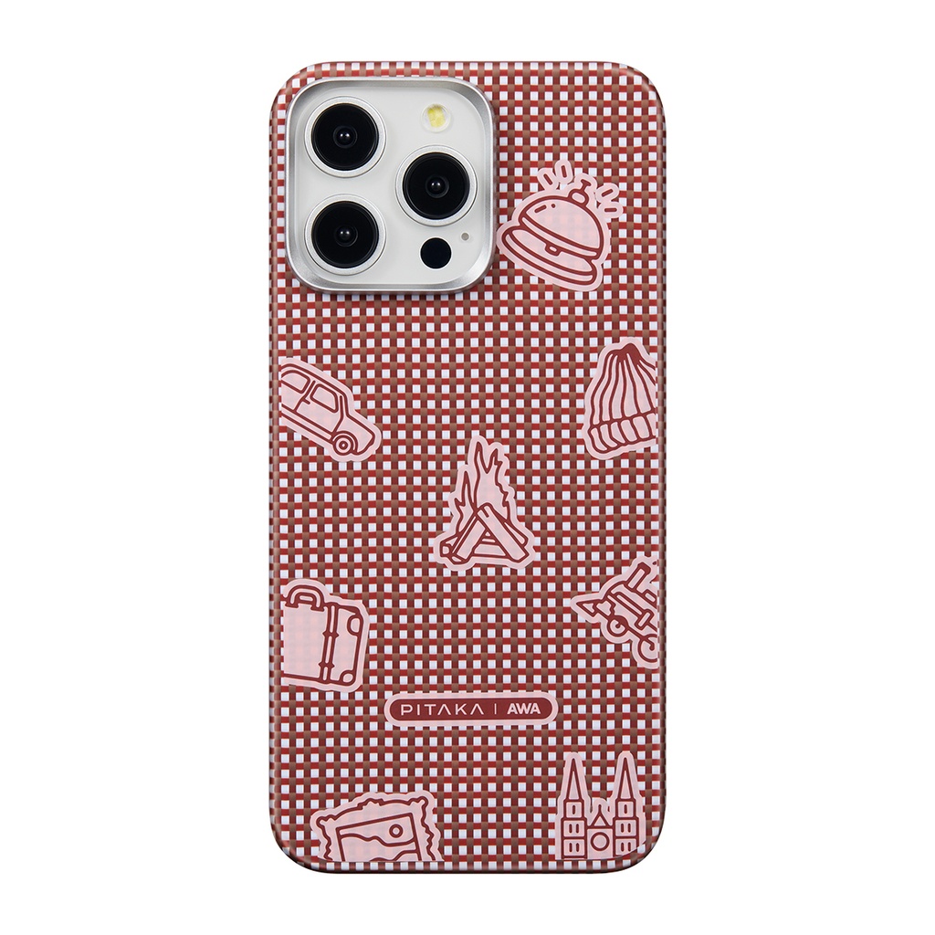 Apple iPhone 15 Pro Uyumlu Kılıf Magsafe Şarj Özellikli Awa Tasarımlı 1500D Aramid Fiber Pitaka Ultra-Slim Classic Serisi Bonfire Kapak - 1