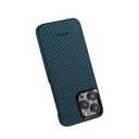 Apple iPhone 15 Pro Uyumlu Kılıf Magsafe Şarj Özellikli 1500D Aramid Fiber Pitaka Ultra-Slim Classic Serisi Black-Blue Twill Kapak - 3