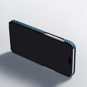 Apple iPhone 15 Pro Uyumlu Kılıf Magsafe Şarj Özellikli 1500D Aramid Fiber Pitaka Ultra-Slim Classic Serisi Black-Blue Twill Kapak - 15