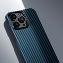 Apple iPhone 15 Pro Uyumlu Kılıf Magsafe Şarj Özellikli 1500D Aramid Fiber Pitaka Ultra-Slim Classic Serisi Black-Blue Twill Kapak - 16