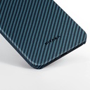 Apple iPhone 15 Pro Uyumlu Kılıf Magsafe Şarj Özellikli 1500D Aramid Fiber Pitaka Ultra-Slim Classic Serisi Black-Blue Twill Kapak - 18