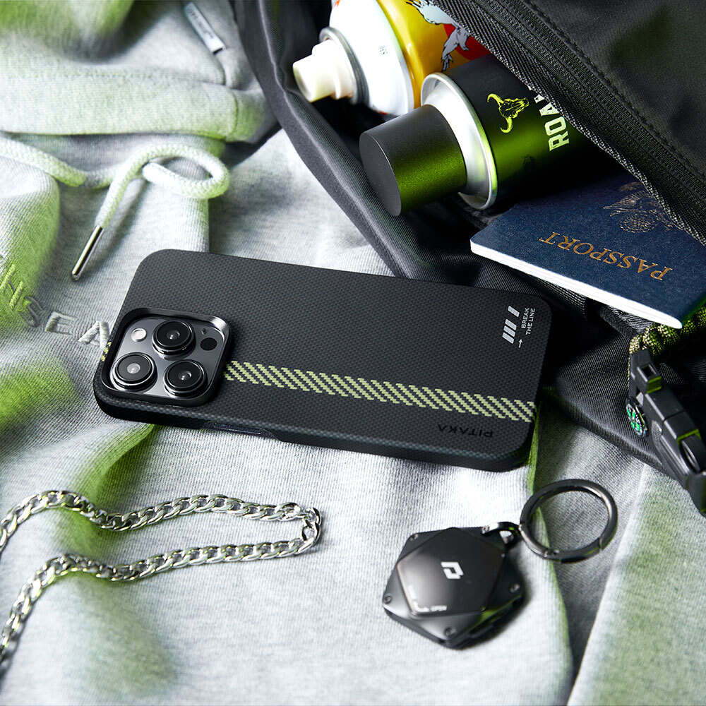 Apple iPhone 15 Pro Max Uyumlu Kılıf Magsafe Şarj Özellikli Aramid Fiber Pitaka Tactile Woven Break The Line Kapak - 19