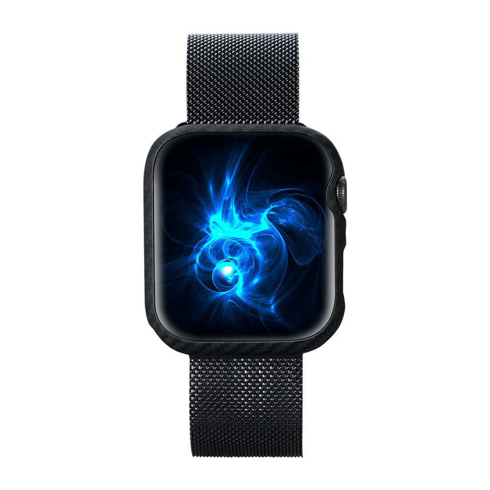 Apple Watch 7 45mm Uyumlu 600D Aramid Fiber Classic Serisi Black-Grey Twill Kasa Koruyucu Pitaka Air Case - 2