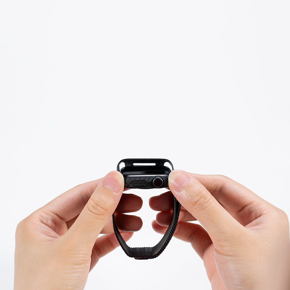 Apple Watch 7 45mm Uyumlu 600D Aramid Fiber Classic Serisi Black-Grey Twill Kasa Koruyucu Pitaka Air Case - 3