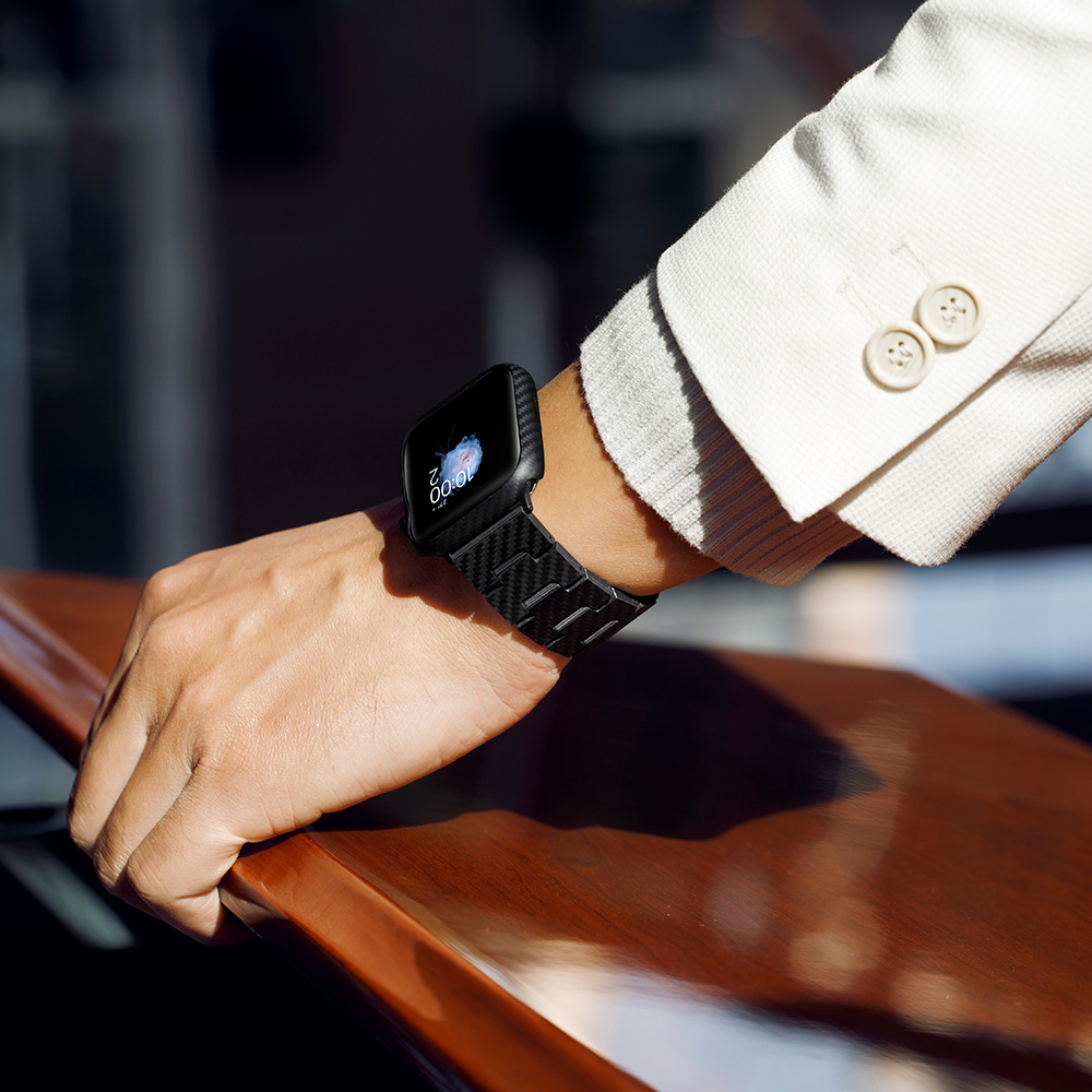 Apple Watch 7 45mm Uyumlu 600D Aramid Fiber Classic Serisi Black-Grey Twill Kasa Koruyucu Pitaka Air Case - 12