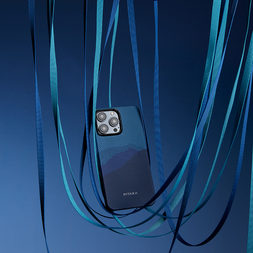 Apple iPhone 15 Pro Uyumlu Kılıf Magsafe Şarj Özellikli Aramid Fiber Pitaka Tactile Woven Starpeak Serisi Over The Horizon Kapak - 16