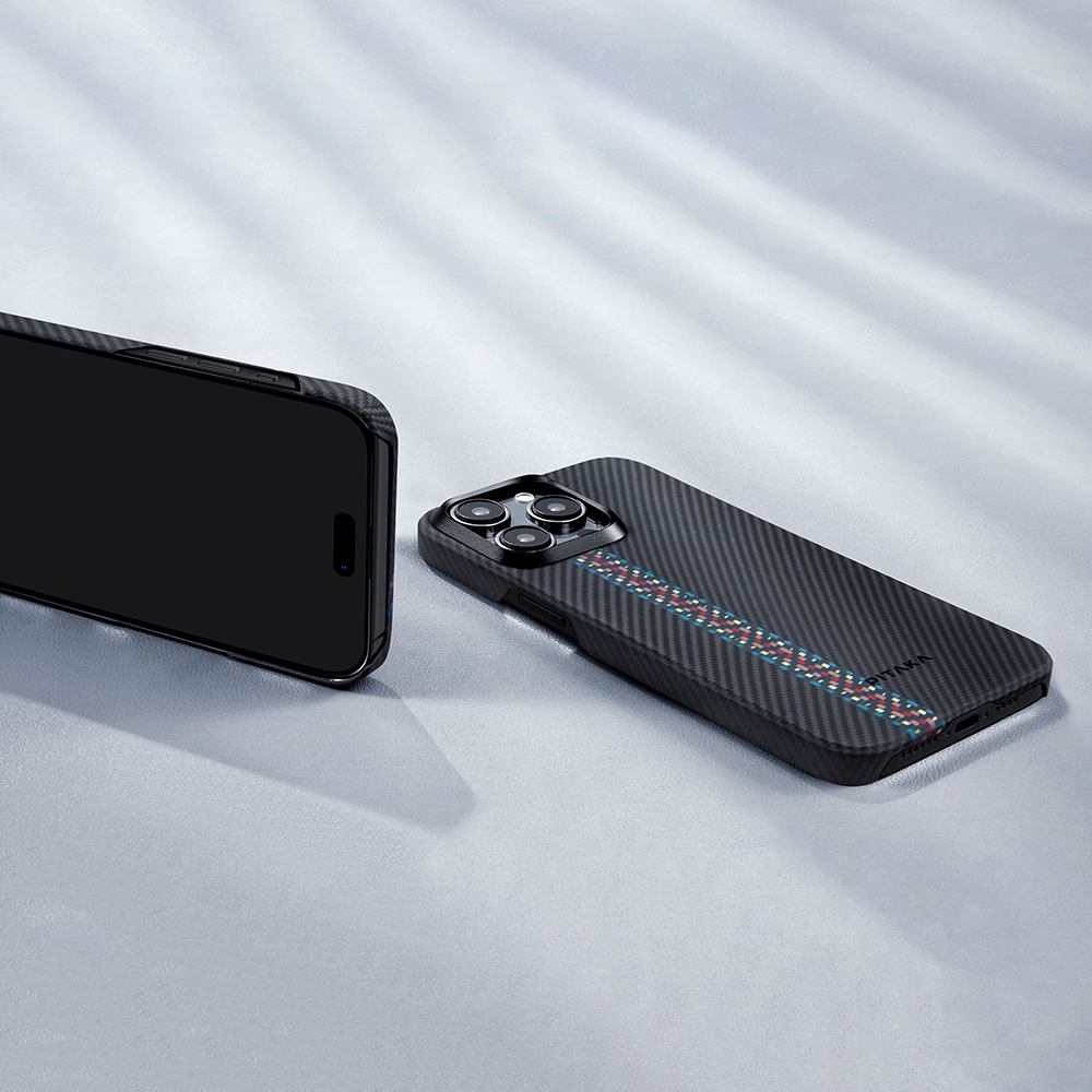 Apple iPhone 15 Pro Uyumlu Kılıf Magsafe Şarj Özellikli 600D Aramid Fiber Pitaka Tactile Woven Orchestra Serisi Rhapsody Kapak - 16