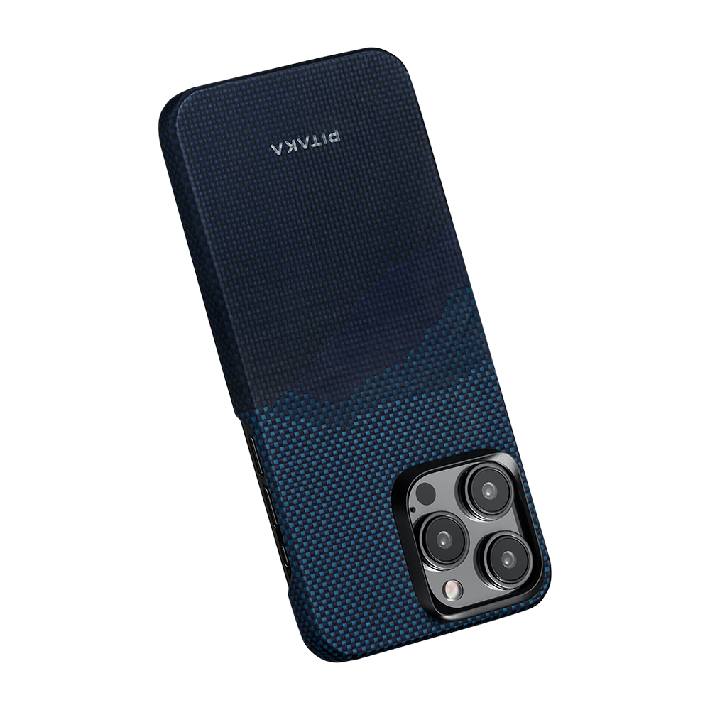 Apple iPhone 15 Pro Max Uyumlu Kılıf Magsafe Şarj Özellikli Aramid Fiber Pitaka Tactile Woven Starpeak Serisi Over The Horizon Kapak - 7