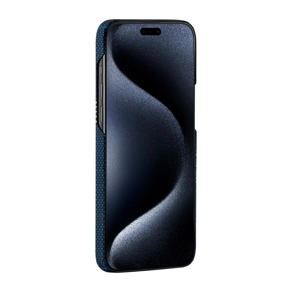 Apple iPhone 15 Pro Max Uyumlu Kılıf Magsafe Şarj Özellikli Aramid Fiber Pitaka Tactile Woven Starpeak Serisi Over The Horizon Kapak - 8