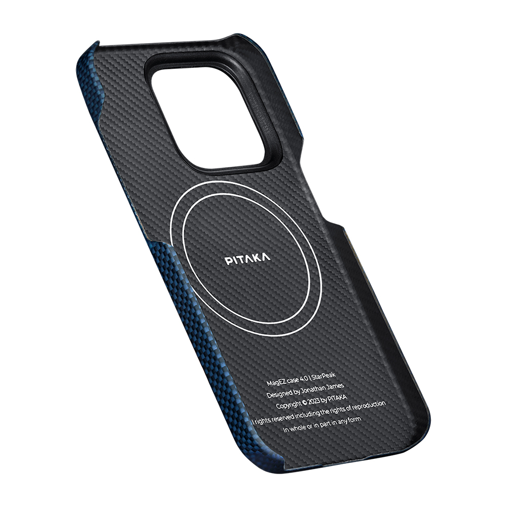Apple iPhone 15 Pro Max Uyumlu Kılıf Magsafe Şarj Özellikli Aramid Fiber Pitaka Tactile Woven Starpeak Serisi Over The Horizon Kapak - 10
