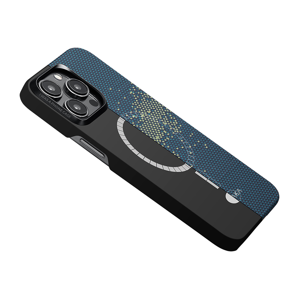 Apple iPhone 15 Pro Uyumlu Kılıf Magsafe Şarj Özellikli Aramid Fiber Pitaka Tactile Woven Starpeak Serisi Milky Way Galaxy Kapak - 9