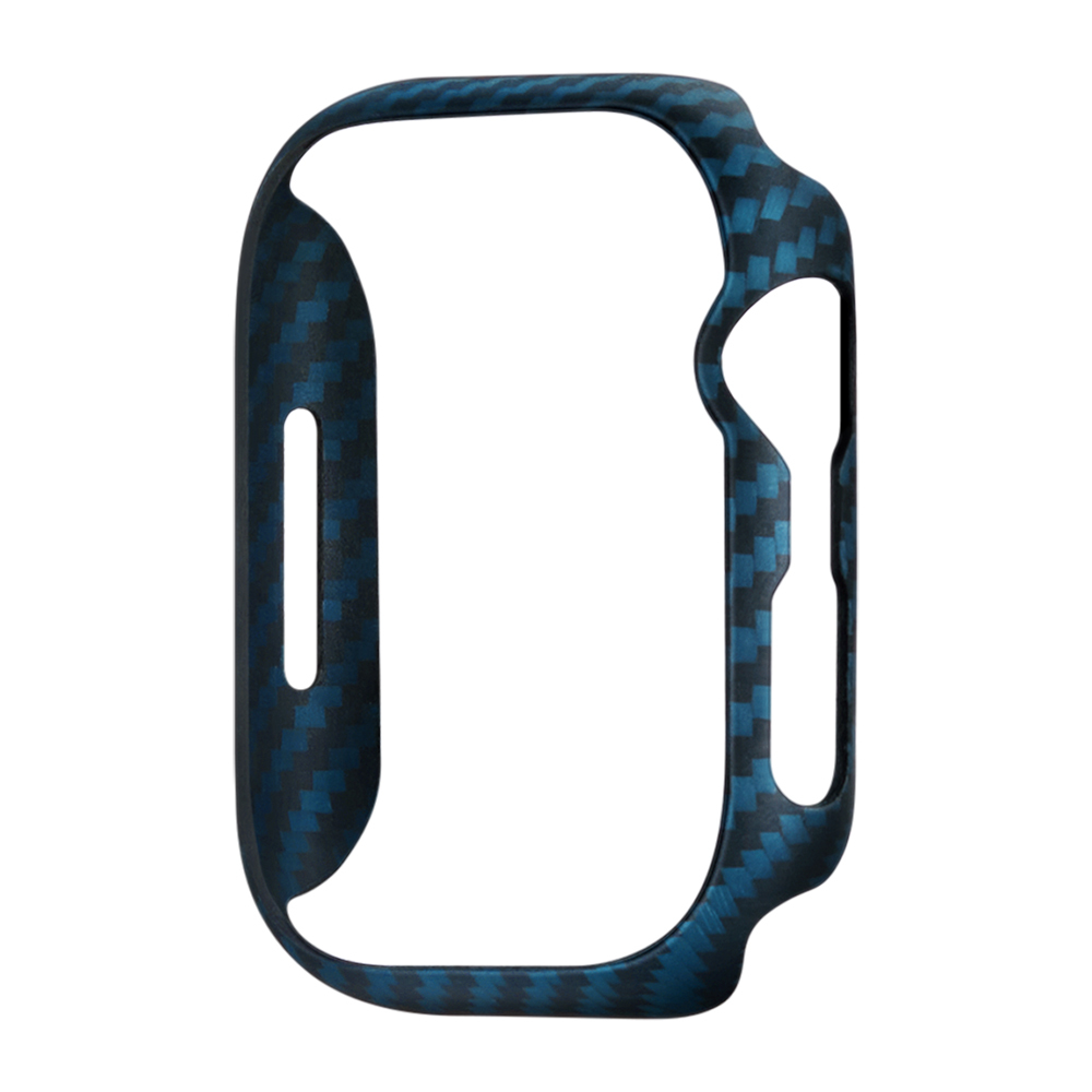 Apple Watch 7 45mm Uyumlu 600D Aramid Fiber Classic Serisi Black-Blue Twill Kasa Koruyucu Pitaka Air Case - 2