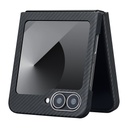 Samsung Galaxy Z Flip 6 Uyumlu Kılıf Magsafe Şarj Özellikli 600D Aramid Fiber Pitaka Ultra-Slim Classic Serisi Black-Grey Twill Kapak - 5