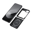 Samsung Galaxy Z Flip 6 Uyumlu Kılıf Magsafe Şarj Özellikli 600D Aramid Fiber Pitaka Ultra-Slim Classic Serisi Black-Grey Twill Kapak - 9