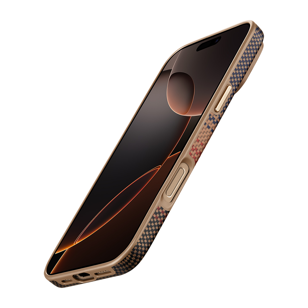 Apple iPhone 16 Pro Max Uyumlu Kılıf Magsafe Şarj Özellikli Aramid Fiber Pitaka Military-Grade Sunset-Moonrise Serisi Sunset Kapak - 7