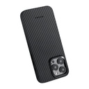 Apple iPhone 15 Pro Max Uyumlu Kılıf Magsafe Şarj Özellikli 1500D Aramid Fiber Pitaka Military-Grade Classic Serisi Black-Grey Twill Kapak - 11