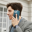 Apple iPhone 15 Pro Max Uyumlu Kılıf Magsafe Şarj Özellikli 1500D Aramid Fiber Pitaka Military-Grade Classic Serisi Black-Grey Twill Kapak - 32