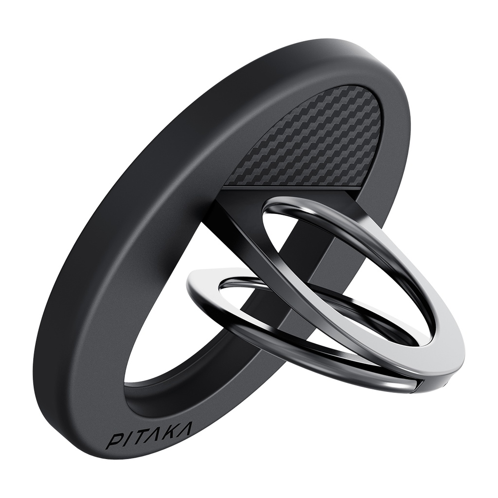 Pitaka 600D Aramid Fiber Classic Serisi Black-Grey Twill MagEZ Grip 3 Magnetik Ring Stand Telefon Tutucu - 2