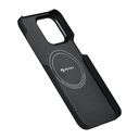 Apple iPhone 15 Pro Max Uyumlu Kılıf Magsafe Şarj Özellikli 600D Aramid Fiber Pitaka Ultra-Slim Classic Serisi Black-Grey Twill Kapak - 9