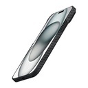 Apple iPhone 15 Pro Max Uyumlu Kılıf Magsafe Şarj Özellikli 600D Aramid Fiber Pitaka Ultra-Slim Classic Serisi Black-Grey Twill Kapak - 11