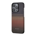 Apple iPhone 15 Pro Uyumlu Kılıf Magsafe Şarj Özellikli Aramid Fiber Pitaka Tactile Woven Sunset-Moonrise Serisi Sunset Kapak - 2