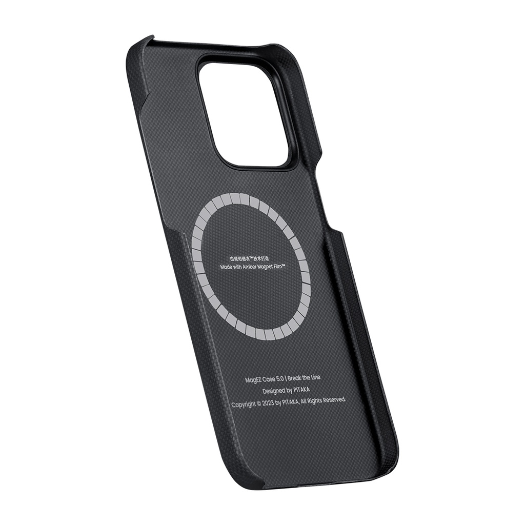 Apple iPhone 15 Pro Uyumlu Kılıf Magsafe Şarj Özellikli Aramid Fiber Pitaka Tactile Woven Break The Line Kapak - 8
