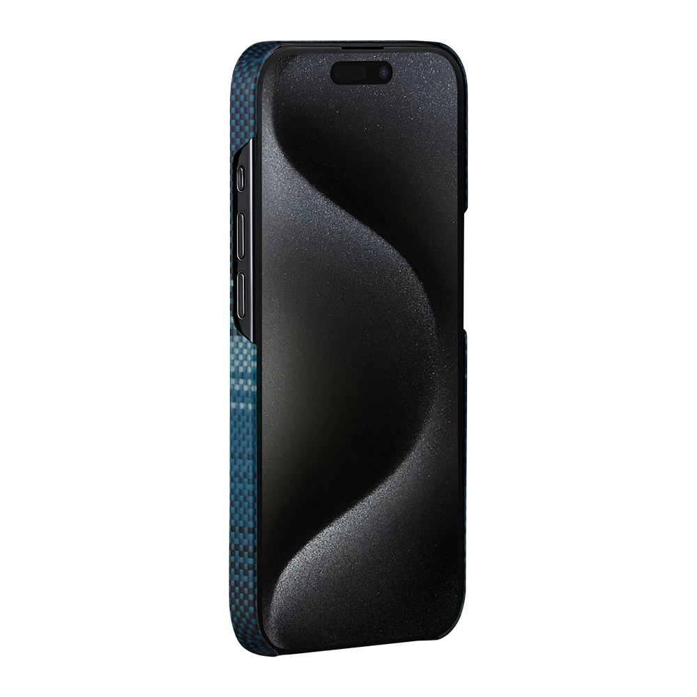 Apple iPhone 15 Pro Uyumlu Kılıf Magsafe Şarj Özellikli Aramid Fiber Pitaka Tactile Woven Sunset-Moonrise Serisi Moonrise Kapak - 4