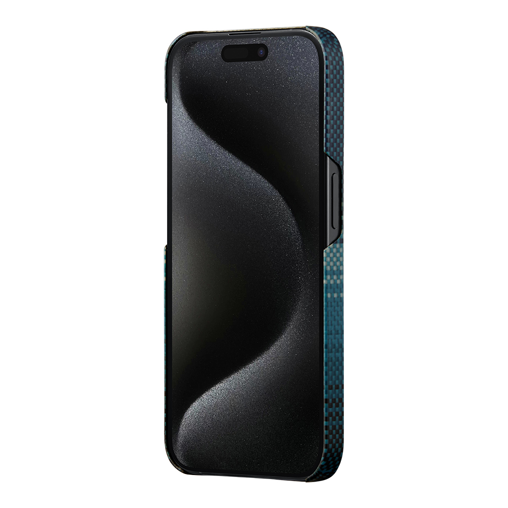 Apple iPhone 15 Pro Uyumlu Kılıf Magsafe Şarj Özellikli Aramid Fiber Pitaka Tactile Woven Sunset-Moonrise Serisi Moonrise Kapak - 6