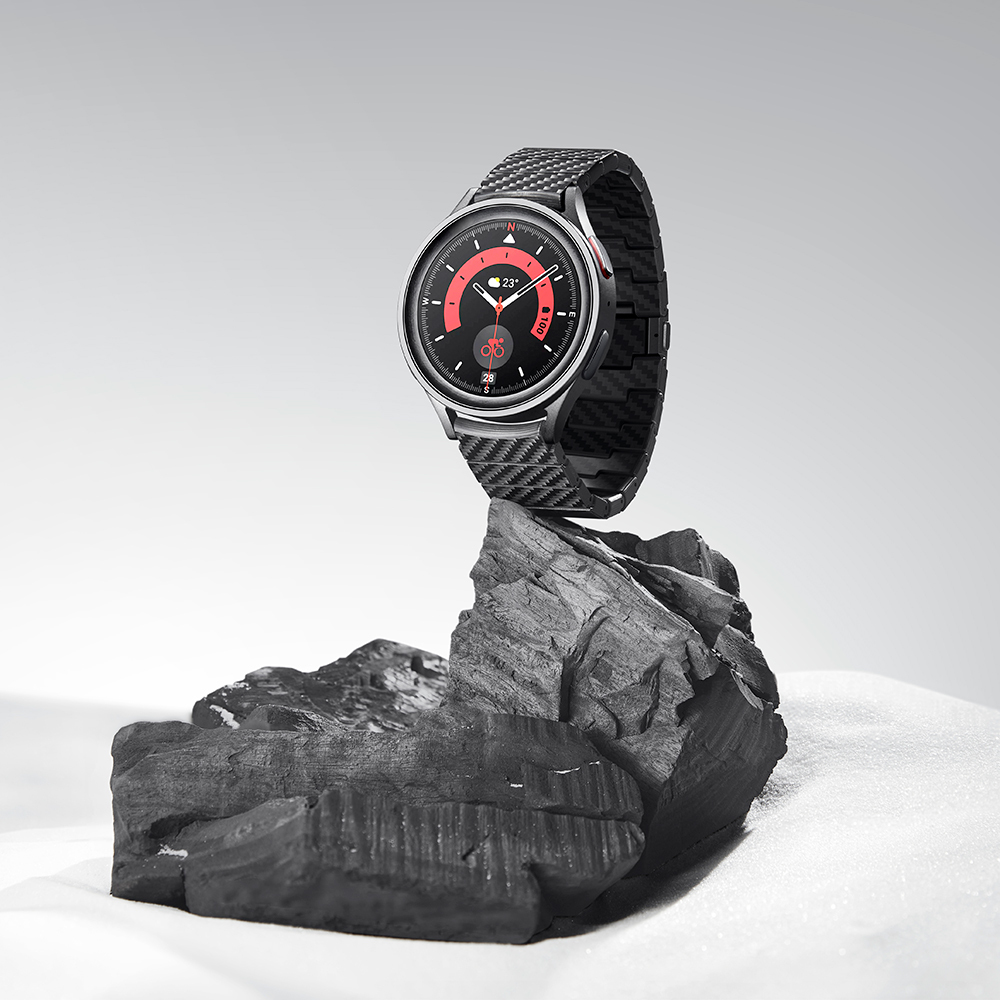 Samsung Galaxy Watch 4 Classic 46mm Uyumlu Karbon Fiber Pitaka Modern Serisi Black-Grey Twill Kordon - 15