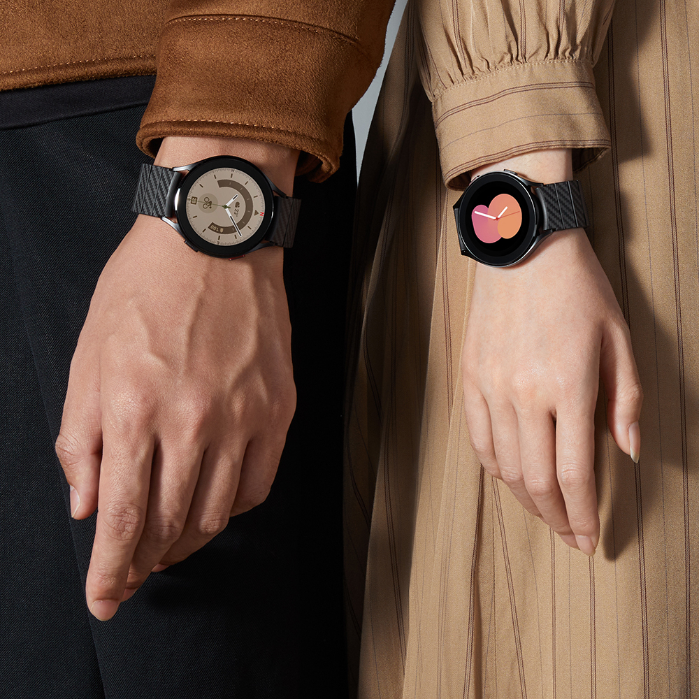 Samsung Galaxy Watch 4 Classic 46mm Uyumlu Karbon Fiber Pitaka Modern Serisi Black-Grey Twill Kordon - 20