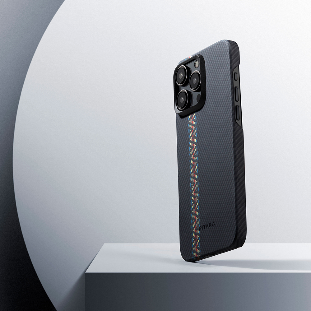 Apple iPhone 15 Pro Max Uyumlu Kılıf Magsafe Şarj Özellikli 600D Aramid Fiber Pitaka Tactile Woven Orchestra Serisi Rhapsody Kapak - 15