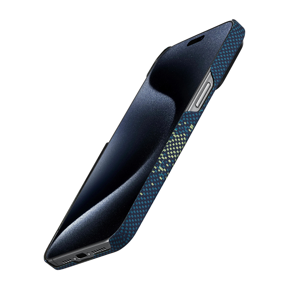 Apple iPhone 15 Pro Max Uyumlu Kılıf Magsafe Şarj Özellikli Aramid Fiber Pitaka Tactile Woven Starpeak Serisi Milky Way Galaxy Kapak - 11