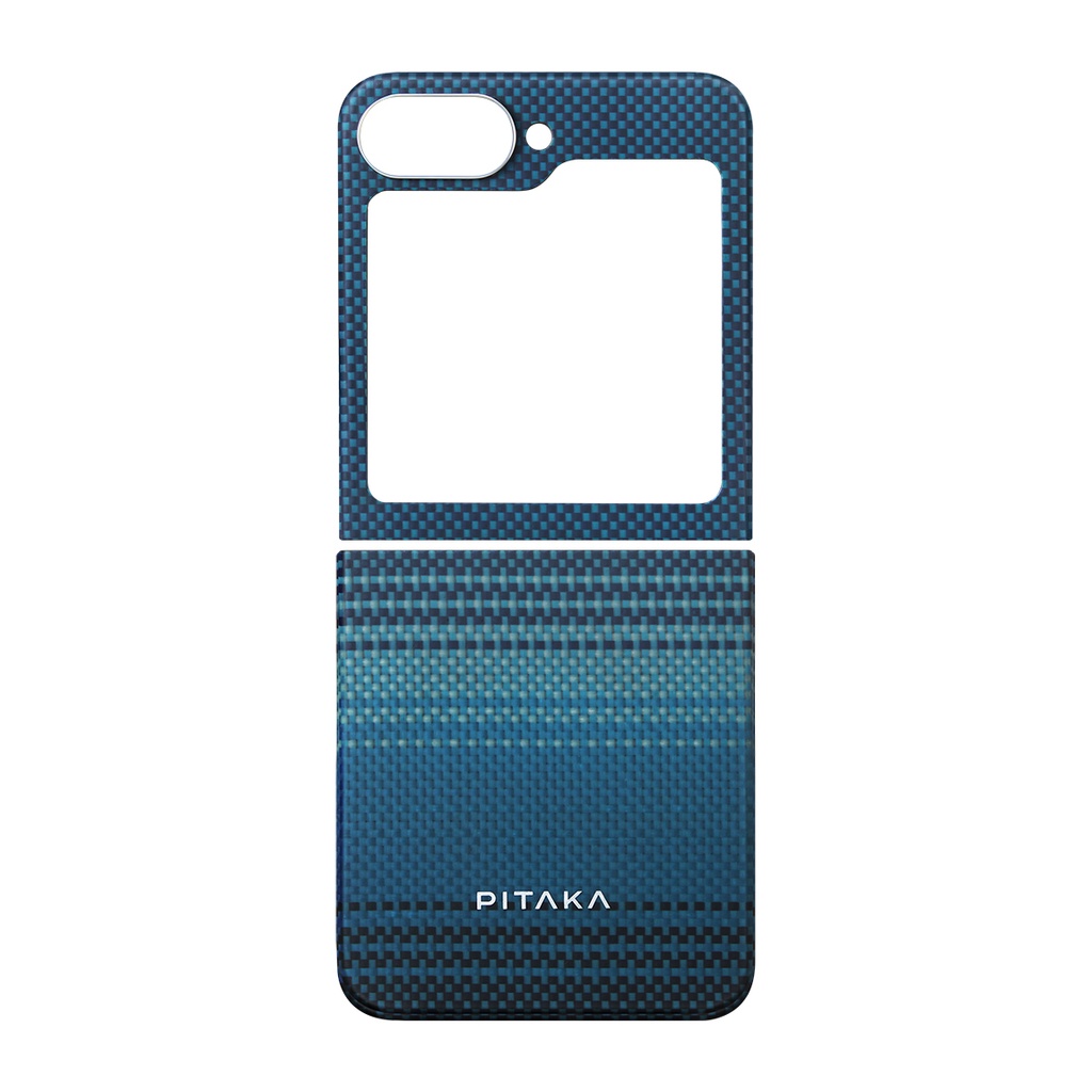 Samsung Galaxy Z Flip 6 Uyumlu Pro Kılıf Magsafe Şarj Özellikli Aramid Fiber Pitaka Tactile Woven Sunset-Moonrise Serisi Moonrise Kapak - 9